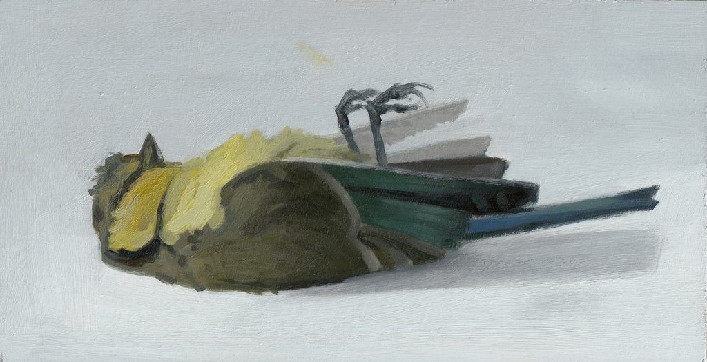 oil painting depicting a tit bird